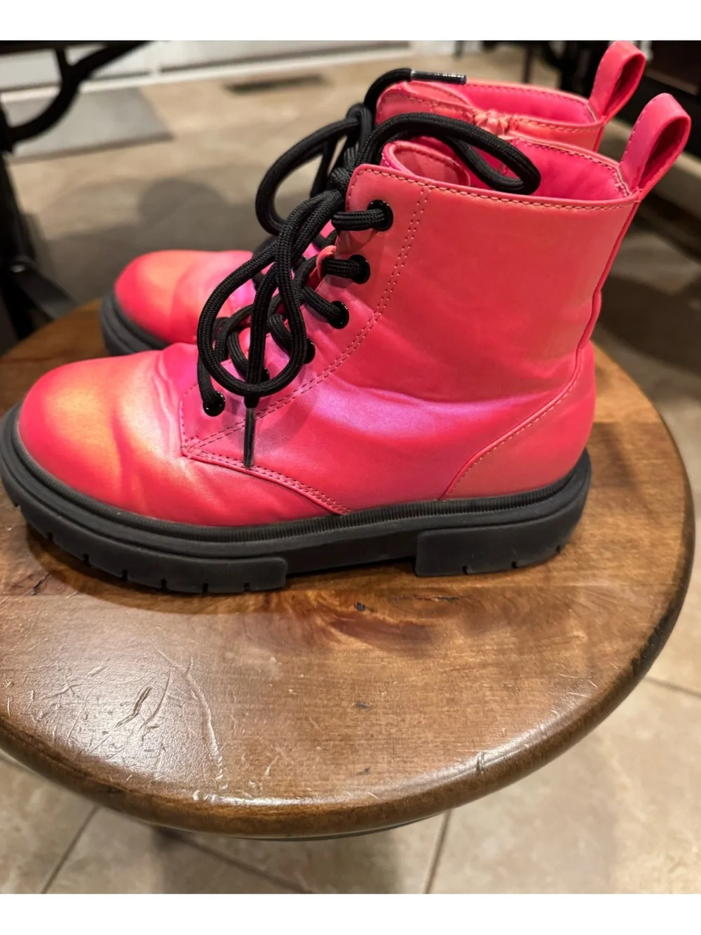 Art Class Bright Coral Pink Combat Boots